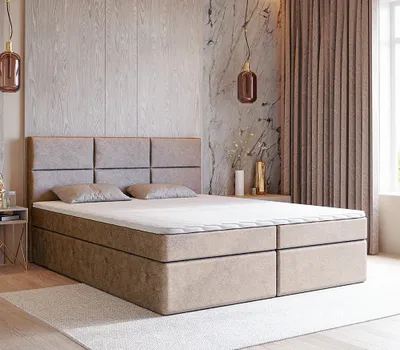 Produktbild von FURMEB24 - RIO 140 x 200 cm -Boxspringbett Polsterbett mit Bettkasten und Holzrahmen - Doppelbett mit h¶her Kopsttze - Inclusive Topper (AMV 4304)