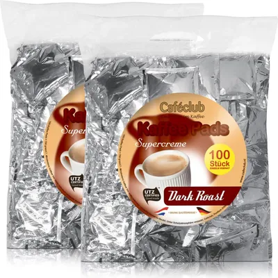 Produktbild von 2x Cafeclub Dark Roast Kaffeepads Megabeutel je 100 stk. dunkle Röstung