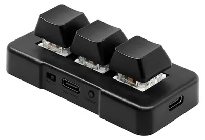 Obrázok produktu pre Mini klávesnica s 3 tlačidlami a mechanickými modrými spínačmi, s duálnym režimom (USB + Bluetooth)