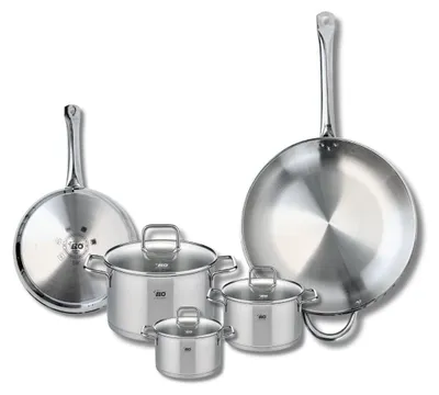 Image de Ensemble de 2 Poêles de cuisson 24 et 32 cm et 3 faitouts 12, 14 et 20 cm Elo Profi Citrin