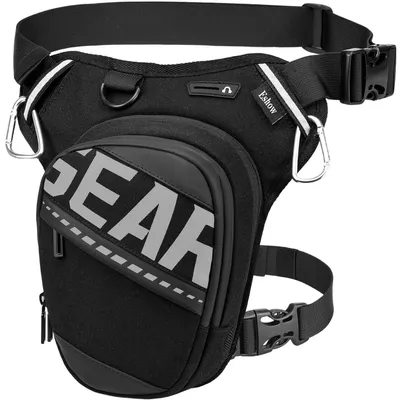 Image de Poche de selle extensible pour moto, unie, sac à cuisses avec sangle pour la jambe, bandes réfléchissantes, noir
