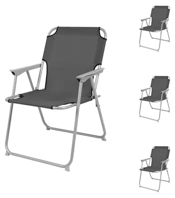 4 Stück Campingstuhl Stoff Oxfort Metall Anthrazit