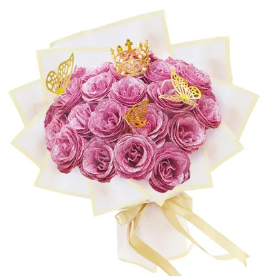 Image de Bouquet de 24 roses pailletées, bouquets de roses artificielles, bouquets de fleurs artificielles à réaliser soi-même avec des paillettes et une couronne pour la Saint-Valentin, un mariage, des fiançailles ou un anniversaire (rose)