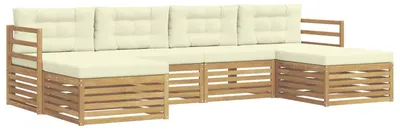 Image de Ensemble de canapés d'extérieur vidaXL, 6 pièces, blanc et crème, 325 x 162,5 x 73 cm