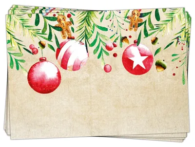Produktbild von 25 kleine Weihnachtsaufkleber 7 x 5 cm rot grün natur zum Beschriften