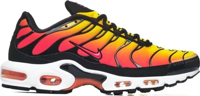 A side view of a Nike Air Max Plus TN Tuned 1 sneaker with a gradient colorway.