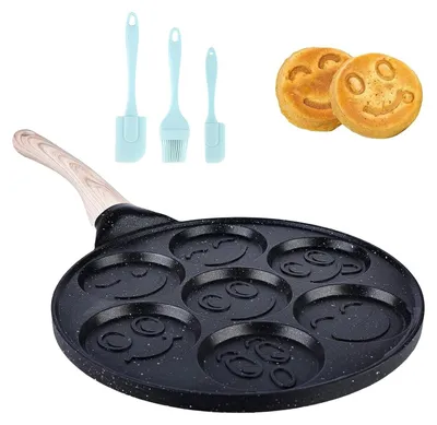 Obrázok produktu pre TRANKIELO® - Panvica na palacinky, priemer 26 cm, s nepriľnavým povrchom – 7 veselých tváriek – Vhodná na sporák a otvorené ohnisko