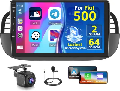 Immagine prodotto di Autoradio Android per Fiat 500 - Sistema multimediale - Radio con navigatore - Autoradio CarPlay - Autoradio Bluetooth