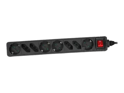 Produktbild von InLine® Steckdosenleiste, 8-fach, 4x Schutzkontakt + 4x Euro, schwarz, 3m