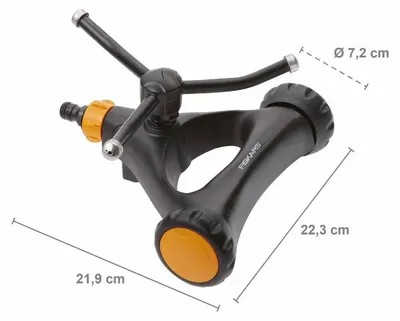 Produktbild von Fiskars Wirbelsprinkler Metall mit Rädern, 13 m², Schwarz, Orange