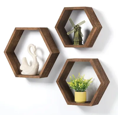 Obrázek produktu pro Sada tří hexagonálních nástěnných polic pro jedinečnou dekoraci