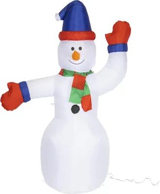 LED Schneemann - aufblasbar - 12 kaltweisse LED - H- 180cm - mit Befestigungsmaterial - fuer Aussen