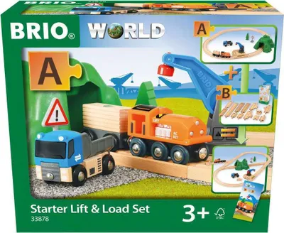 Obrázok produktu pre BRIO® 33878 BRIO® Güterzug mit Kran Starter-Set Spielzeugeisenbahnen