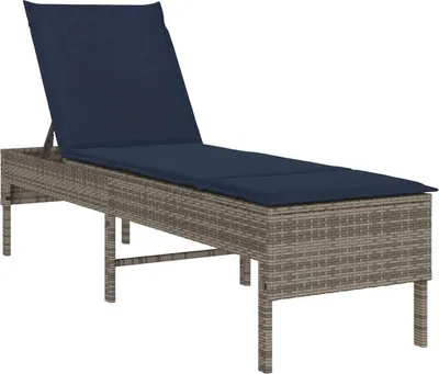 Produktbild von vidaXL Sonnenliege mit Auflage Grau 55x200x44 cm Poly Rattan