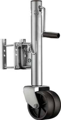 Image de Wiltec Roue jockey double charges lourdes – 6" – Hauteur de levage max. 270 mm – Capacité max de 680 kg – Roulette avant pour Voitures Remorques Caravanes avec manivelle