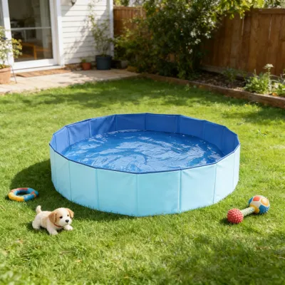 Produktbild von Hundepool Faltbar 120x30 cm, Robuster Planschbecken für Hunde & Kinder, Blau