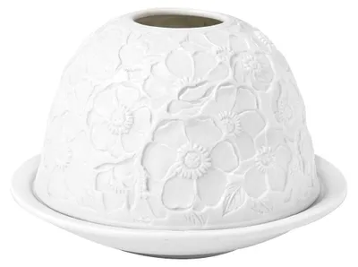 Teelichthalter aus Porzellan, Blumenmuster, 12 x 8,6 cm