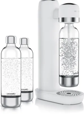 Produktbild von Arendo Wassersprudler, Soda Maker, inkl. 3x 1L PET-Flasche, BPA-frei, fein dosierbar, kompatibel mit 60l CO2-Zylindern, SodaStream Easy/Cool, PET/ABS, weiß