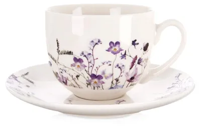 Produktbild von Porzellantasse mit Untertasse, 260 ml, Wildblumenmuster