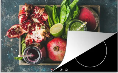 Produktbild von KitchenYeah© Herdabdeckplatte Obstkiste - Obst - Smoothie , 90x52cm, Küche Deko, Glaskeramikkochfeld Herdabdeckung, Abdeckplatte fùr Kochfeld