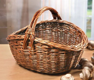 Image de Panier de transport en osier, naturel, 40x32 cm, panier en osier, panier champignon, panier à provisions