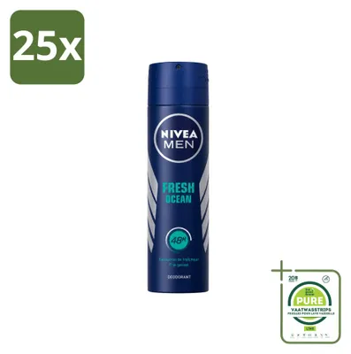 Immagine prodotto di 25 spray deodoranti NIVEA MEN Fresh Ocean - 150 ml - Confezione grande - 25 pezzi
