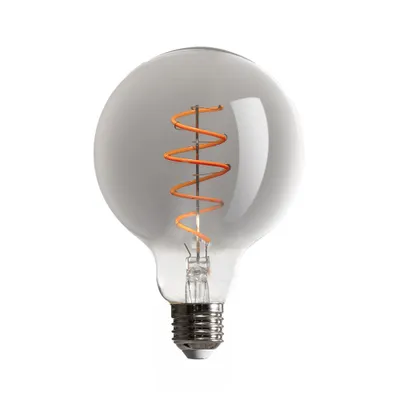 Image de Ampoule LED filament spirale G95 Globe 5W E27 verre fumé 130lm extra blanc chaud 1800K DIMMBAR