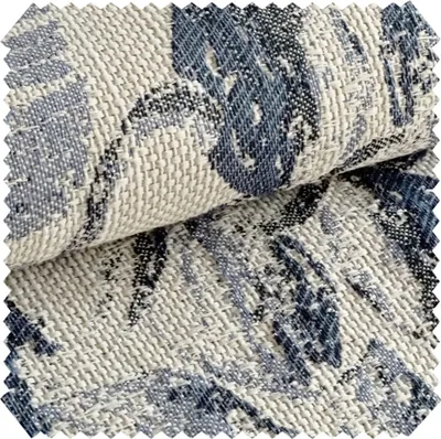 Produktbild von novely® exquisit FLORENZ - Polsterstoff im Leinen-Look mit Blumenmuster - Schwer entzündbarer Möbelstoff - Pflegeleichte Meterware 1lfm - Farbe: 05 Navy Dunkelblau