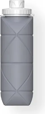 Immagine prodotto di Borraccia pieghevole da 600 ml in silicone a tenuta stagna; borraccia portatile per viaggi, campeggio, escursioni e attività all'aperto, grigia