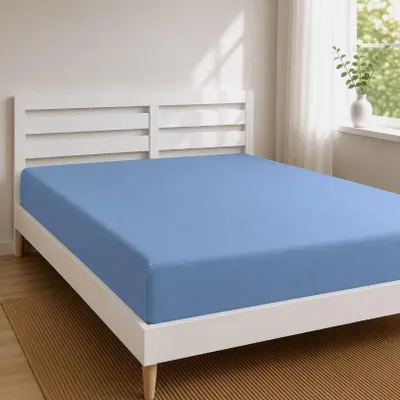 Produktbild von Jersey Spannbettlaken 2er Set 100 % Baumwolle 135 g/m² bis 30 cm Steghöhe,100 x 200 cm,Hellblau
