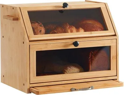 Produktbild von Famanu Brotdose aus Bambus mit Schneidebrett und Halter - Natur