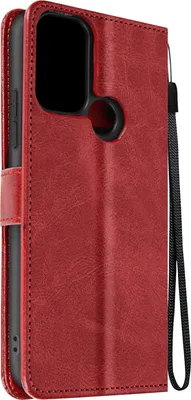 A red wallet-style phone case for a Nokia C22 is shown.