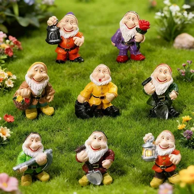 Productafbeelding van Mini Tuinkabouters - Dwerg Beeldjes - Tuin Decoratie - Set van 8 - Niet gespecificeerd - Veelkleurig