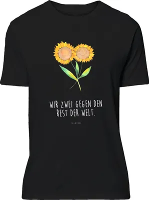 Produktbild von Mr. & Mrs. Panda Shirt Blume Sonnenblume - Schwarz - Geschenk, Garten, oberteil, Lieblingsmensch, T-Shirt mit Spruch, Sonnenblumen, Vertrauen, Beste Freundin, Tshirt, S