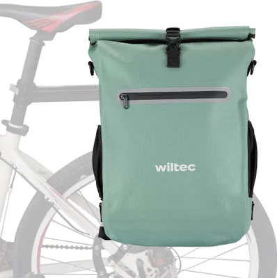 Image de Wiltec Sacoche sac à dos étanche pour porte-bagages verte – capacité de 20 L – en 600D TPU – avec compartiment pour ordinateur portable – pour vélos et vélos électriques – Sac de bicyclette – Cyclisme