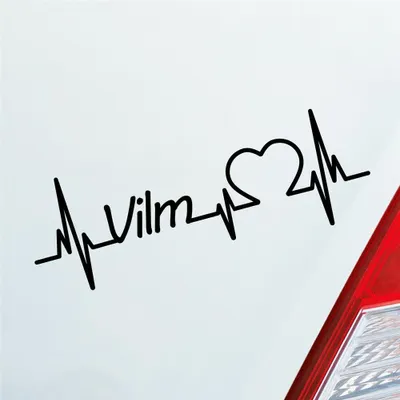 Produktbild von Auto Aufkleber Vilm Herz Puls Insel Island Ostsee Liebe Love 19x7 cm Schwarz Glanz Sticker Heckscheibenaufkleber