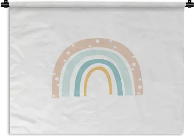 Produktbild von MuchoWow® Wandteppich Wandbehang Regenbogen - Kinder - Pastell - Tupfen - Baby 120x90 cm Tapisserie Dekoration Wandtuch - Wohnen - Aufhänger für die Wand