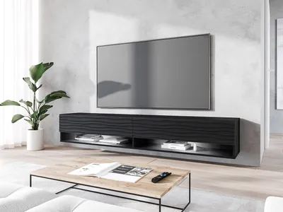 Image de Meuble TV avec éclairage LED RGB 180 cm WILLA A - noir graphite 2