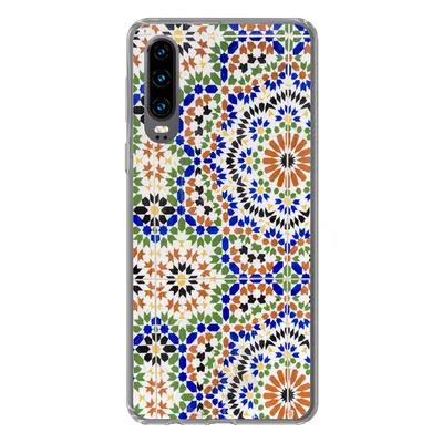 Produktbild von MuchoWow® Handyhülle Schutzhülle Hülle für Huawei P30 Ein Mosaikdetail mit vielen verschiedenen Formen Silikon Softcase Handy Hülle - Kartenbesitzer