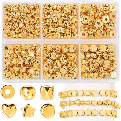 Productafbeelding van 350 gouden tussenparels voor sieraden maken, knutselset voor volwassenen, doe-het-zelf oorbellen, kettingen en armbanden