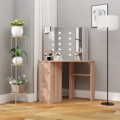 Produktbild von Eck-Schminktisch mit LED Eichefarben 111x54x141,5 cm , Schminktische Design 2024