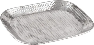 Produktbild von Orientalische Deko Serviertablett Lesha aus Aluminium in Silber 28 cm