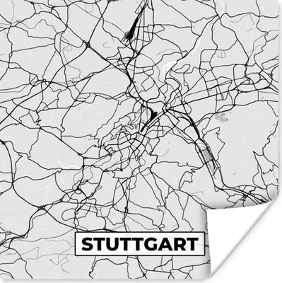Produktbild von MuchoWow® Poster Deutschland - Stadtplan - Stuttgart - Karte 50x50 cm - Wohnzimmerdekoration