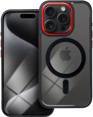 Produktbild von Case passend für iPhone 15 PRO Color Edge Mag Cover kompatibel mit MagSafe black-red