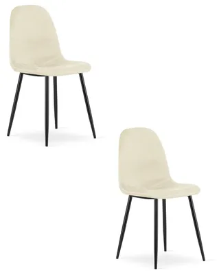 Imagen del producto de Set de 2 sillas Como de terciopelo beige con patas negras