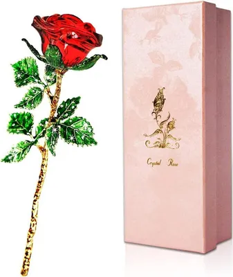Produktbild von Kristall Rote Rosen in Geschenkbox, Ewige Rosen für Frauen