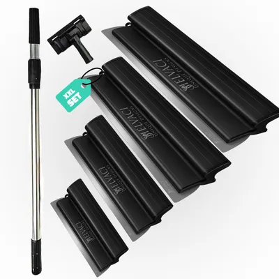 Produktbild von SHELVACI UNIQUE DESIGNS® - Profi Flächenspachtel Set inkl. Teleskopstange Trockenbau (Edelstahl-Klinge) für Trockenbau, Verputzen & Tapeten entfernen