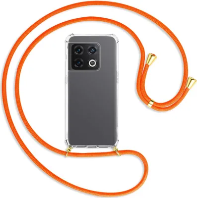 Produktbild von Handykette Backcover-Schutzhülle mit Band (Metall goldfarben) für OnePlus 10 Pro 5G - neonorange