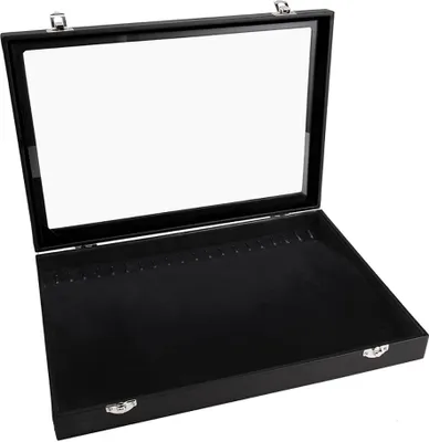 Produktbild von Sinoba Schmucklade Schmuckkasten Schaukasten Schmuckdisplay mit Glasdeckel (Ohrhänger und -stecker)