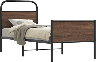 Produktbild von "2026 Promotion" Bettgestell moderne - ohne Matratze - 80x200 cm - Braun Eichen-Optik - Polsterbett CC25216